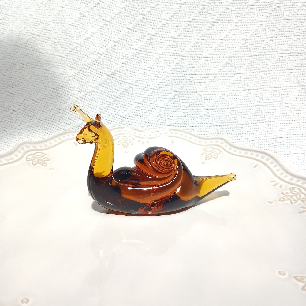 Vintage Amber Glass Blown Snail